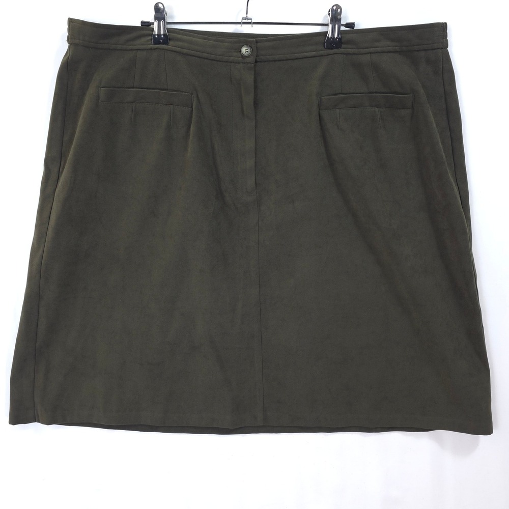 Villager‎ Signature Skirt Women 20W Faux Suede Olive Green Dark Academia Classic